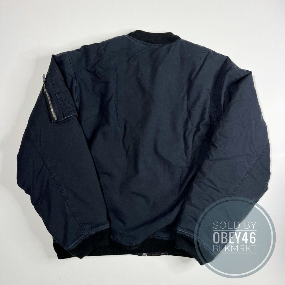 Nike Solo Swoosh Flight Bomber Jacket Black Canvas DX0680-010 Size M Oversized - Picture 8 of 8